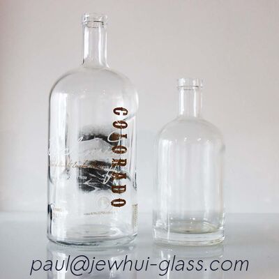 品質  375ml Large Alcohol Bottle Clear Glass Bottles For Liquor Bourbon 工場
