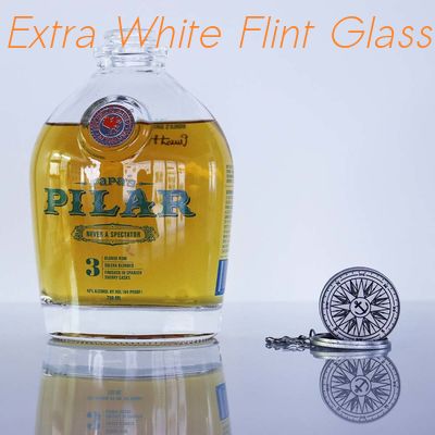 よい価格 750mlスライバ鎖が付いているPilarガラス豪華なラム酒のびんの極度の燧石 オンライン