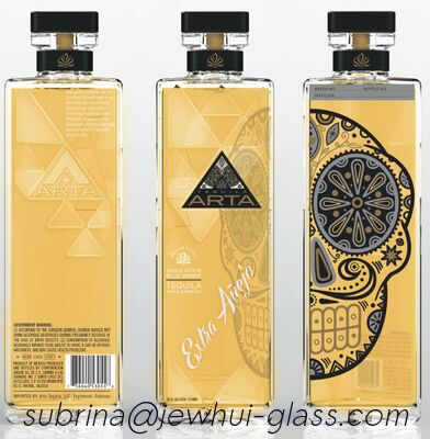 よい価格 エクストラ アネホ、レポサド、シルバーテキーラ ガラスボトル、スーパーフリントガラスボトル、ガラスストッパー付き オンライン